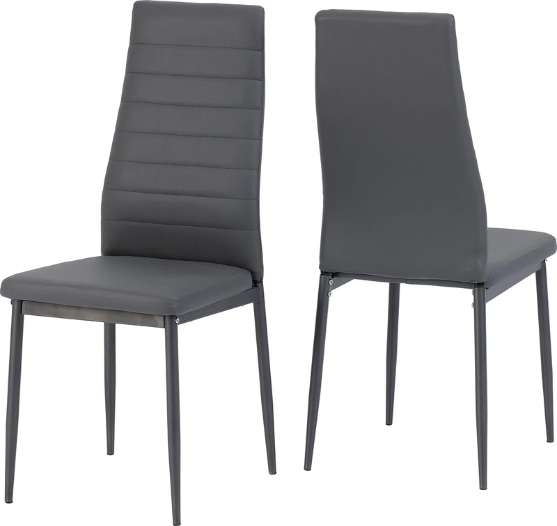 Seconique Abbey Dining Chair Set of 2 in Grey Pu