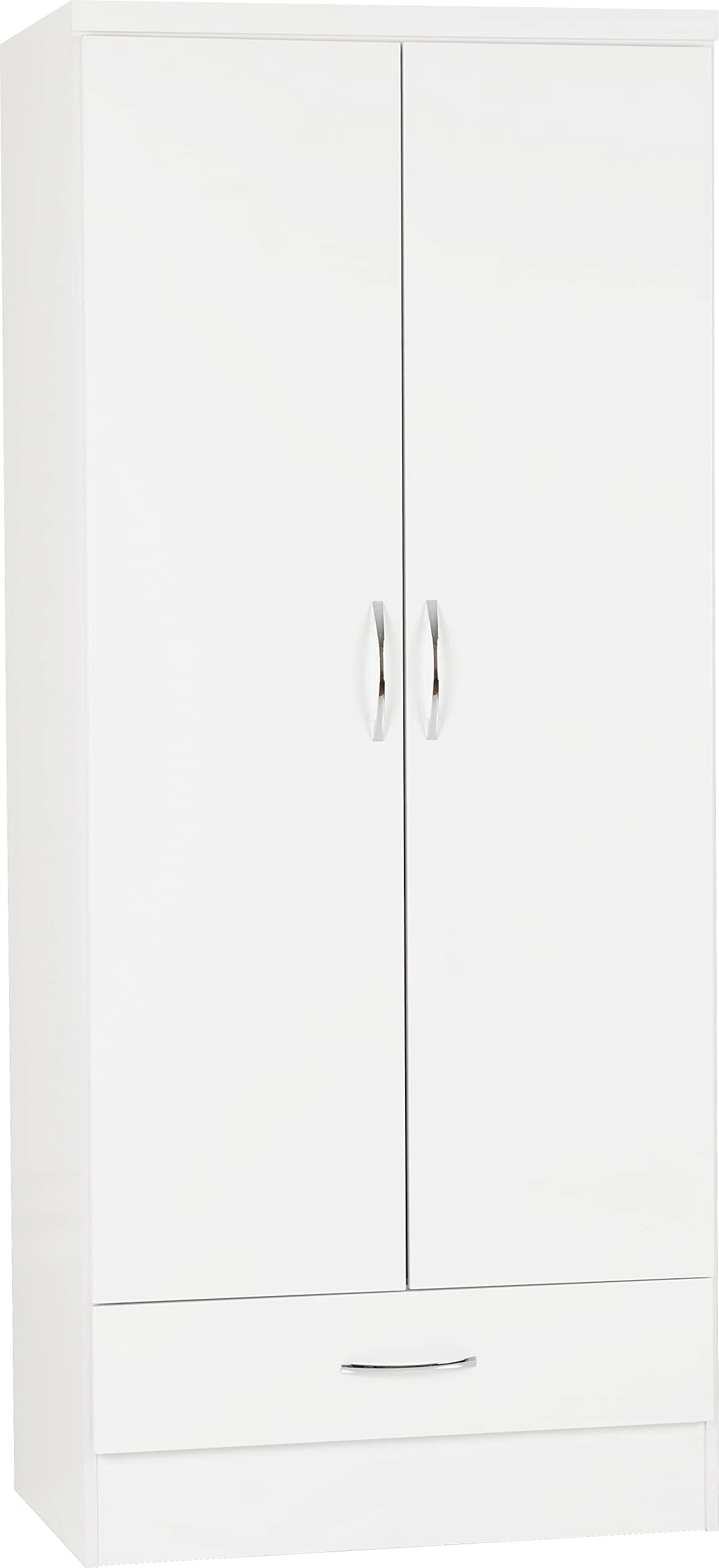 Seconique Nevada 2 Door 1 Drawer Wardrobe in White Gloss
