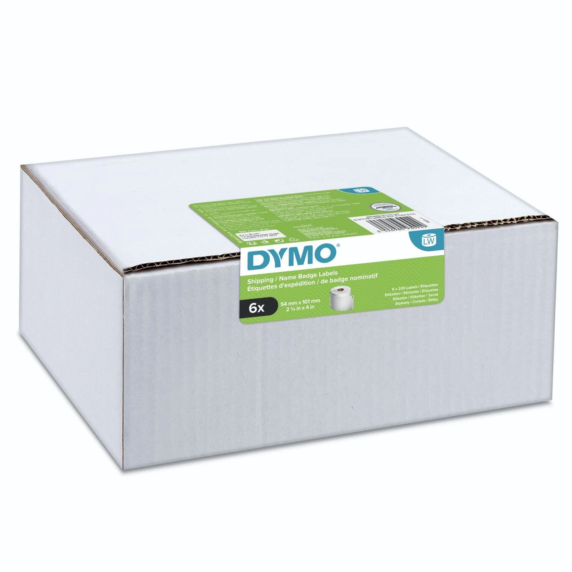 DYMO Authentic LabelWriter Large Shipping Labels/Name Badges | 54mm x 101mm | 6 Rolls of 220 Easy-Peel Labels (1,320 Count) | Self-Adhesive | for LabelWriter Label Makers