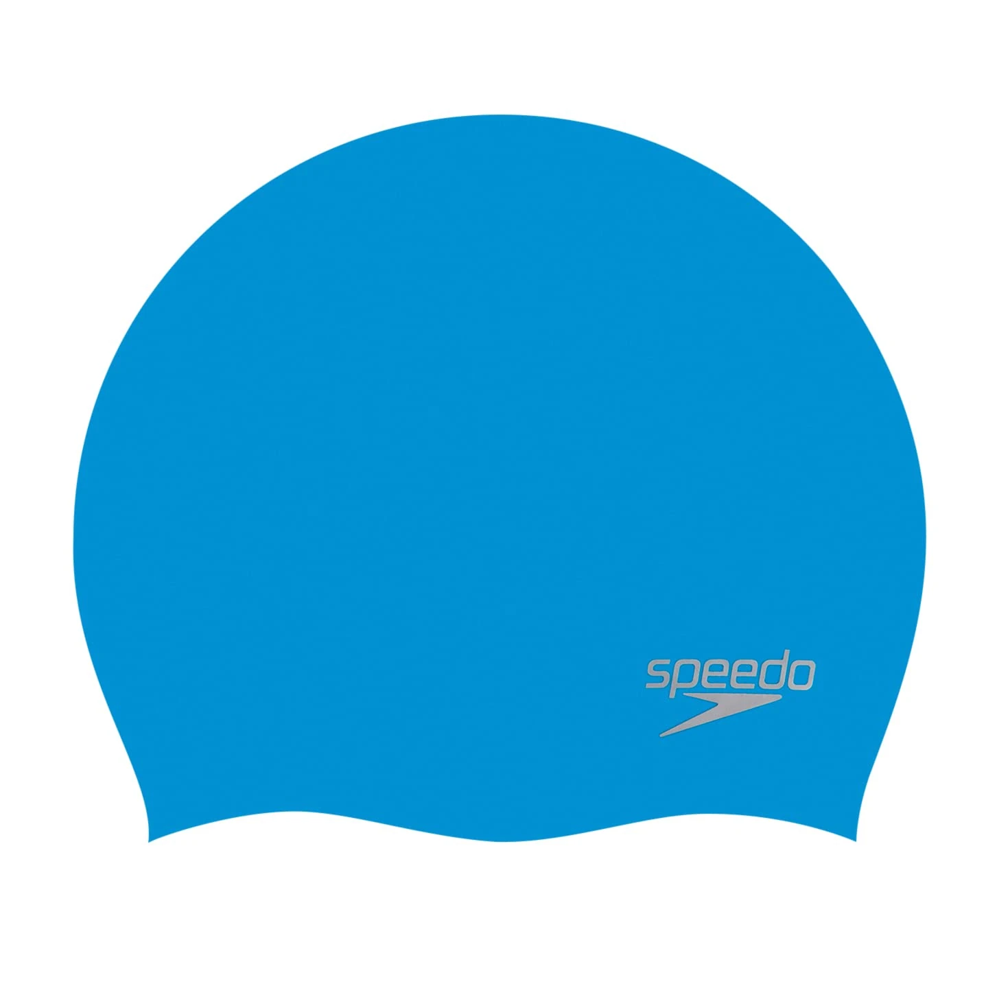 Speedo Unisex-Adult Plain Moulded Silicone Swimming Cap | Swim Essentials | Hair Protection, Blue/Chrome, One Size