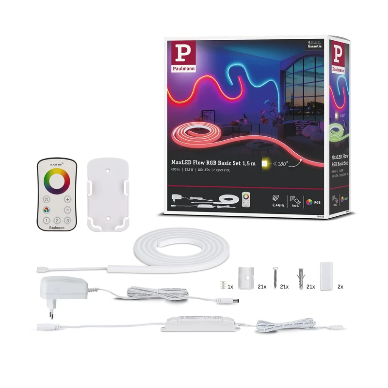 Paulmann 70965 MaxLED Flow Strip 13.5 Watt LED Strip Base Set Dimmable 1.5 m RGB White Plastic - Image 1