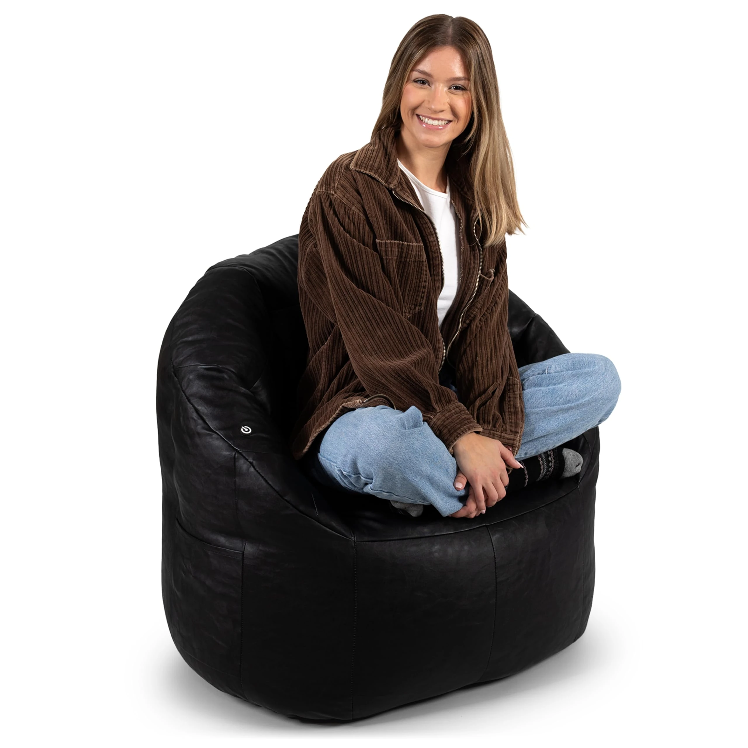 Big Joe Milano Bean Bag Chair with Vibe Black Montana Leather