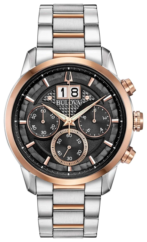 Bulova Mens Chronograph Quartz Watch with Stainless Steel Strap 98B335