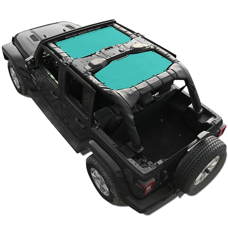 Shadeidea Jeep Wrangler JL Unlimited (2018 Onwards) 4 Door Front & Rear Sun Visor 2 Pieces Tiff Blue Mesh Screen Superior Protection UV Blocks with Bag