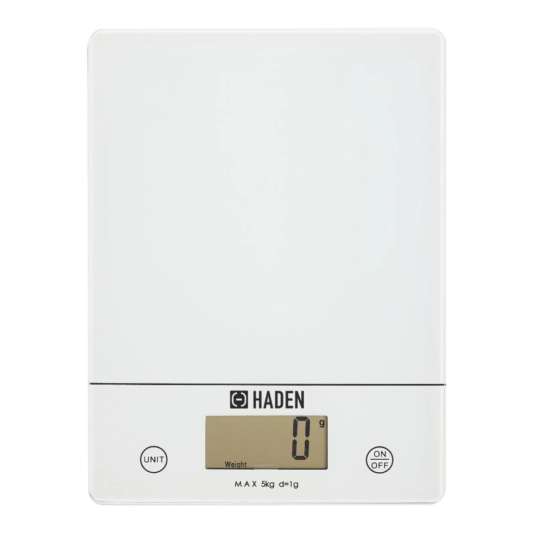 Sabichi White Digital Kitchen Scales - Food Scale with Tempered Glass Platform - Electronic Weighing Scales With LCD Display - Multifunctional Digital Scales for Home Baking, 5kg/11lb