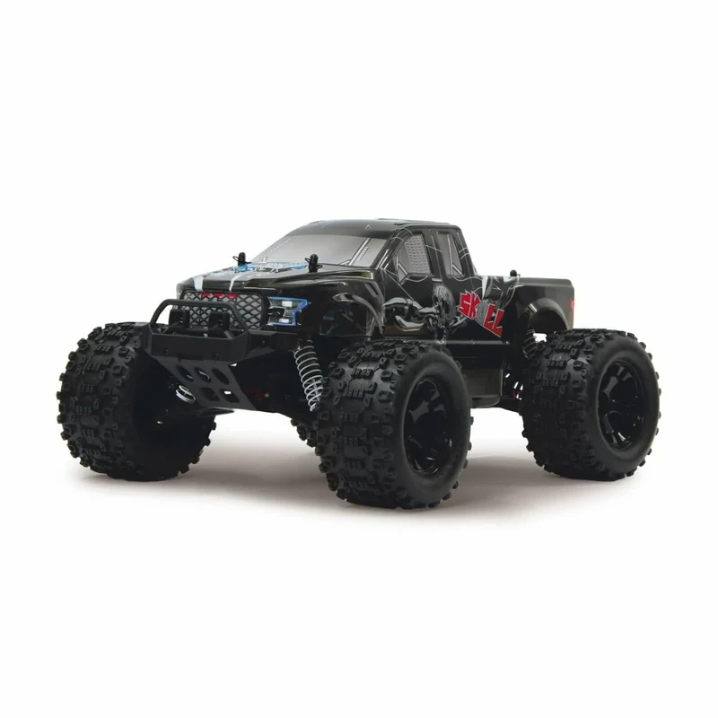 Jamara 059735 - Skull Monstertruck 1:10 4WD Ni Mh 2,4G – RTR, Electronic completely splash-proof, Stone chip protection, Adjustable oil-pressure shock absorber, Aluminium wishbone reinforcement