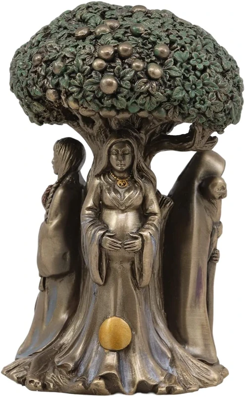 Ebros Celtic Sacred Moon Triple Goddess Mother Maiden Crone Under Tree of Life Statue 5.5" Tall Hecate Brigid Wicca Wiccan Holy Trinity Decor Sculpture Decorative Figurine Cosmic Celestial Gods - Image 1