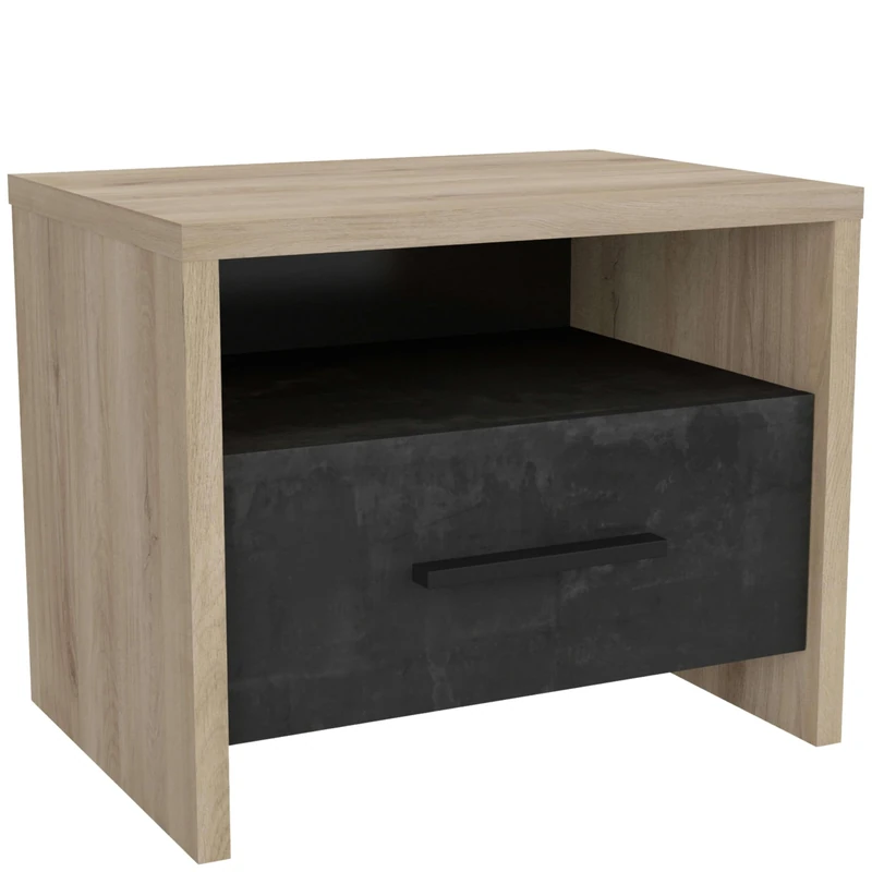 Demeyere Colorado Nuit - Table de Chevet pour le Lit - Style Industriel Bois affirmé pour la Chambre Adulte – Fabriquée en France Format rectangulaire : 49,6 x 36,3 x 40,1 CM. - Image 1