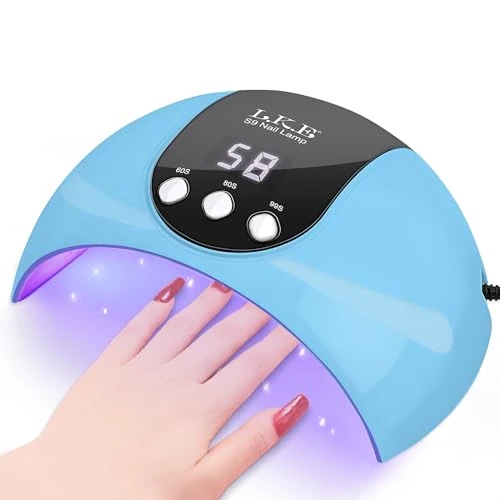 UV Nail Lamp, 54W UV Lamps for Gel Nails Nail UV Lamp Led Nail Lamp with 3 Timer, Auto Sensor, LCD Screen, USB Plug Gel Nail Curing Lamp, Led Gel Nail Lamp Nail Dryer-Blue