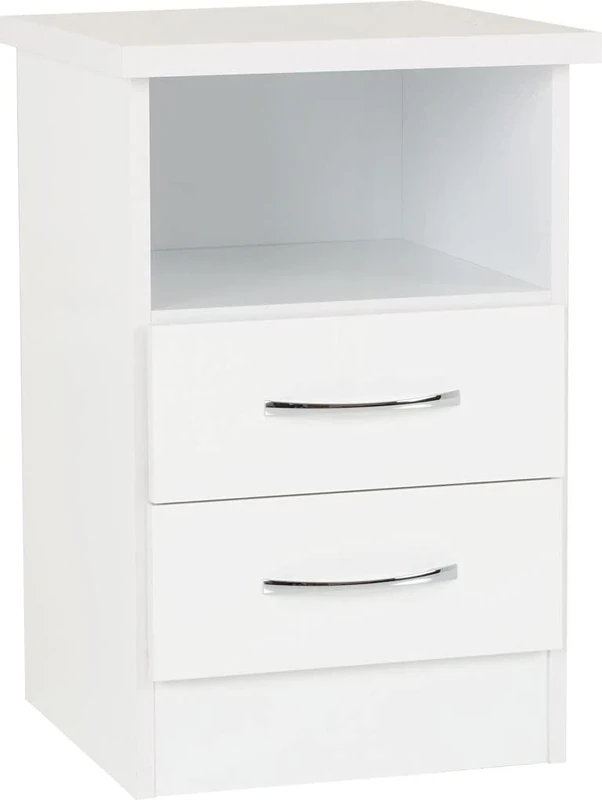 Seconique Nevada 2 Drawer Bedside in White Gloss