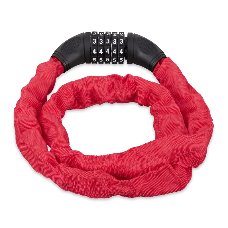Relaxdays 10026006_47, Red Bikes, 5 Digit Combination Chain for Security, Bicycle Lock, Steel - Image 1