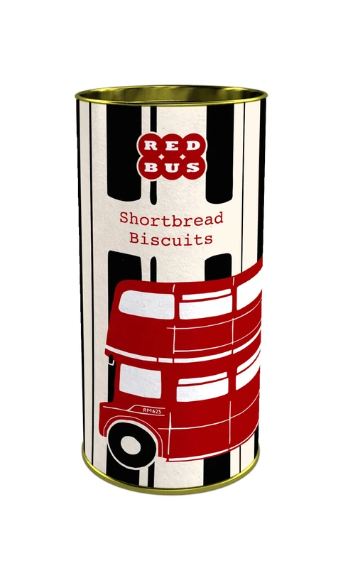 Temple Island Red Bus Range - Clotted Cream Shortbread Drum, 200 g, Pack of 12