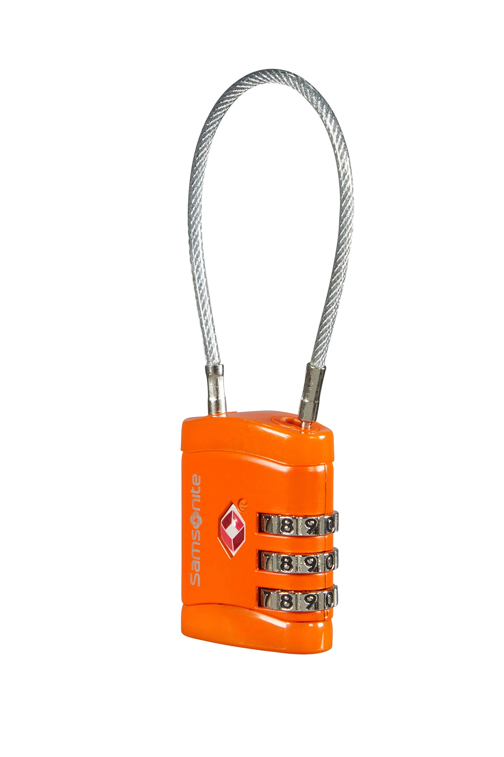 Samsonite Global Travel Accessories Three Dial TSA Cable Luggage Lock, 10 cm, Orange