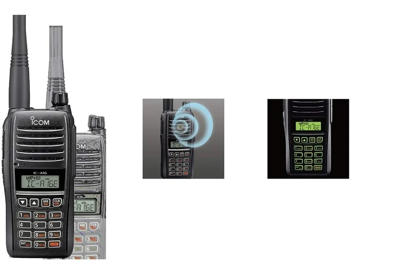 ICom IC-A16E portable VHF radio for aviation 118,000–136,992 MHz, 2400 mAh, IP67