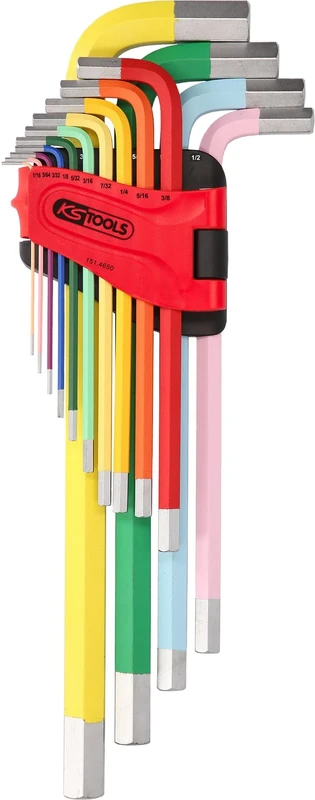 KS Tools 151.4650 Hexagon Key Wrench Set, Extra Long, 14 pcs., Imperial