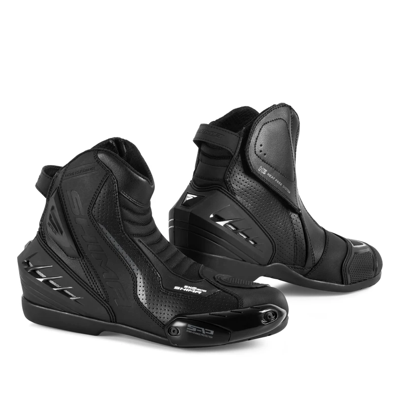 SHIMA SX-6 BLACK, Road Sport Protective Perforated Leather Short Motorcycle Boots (42, Black)