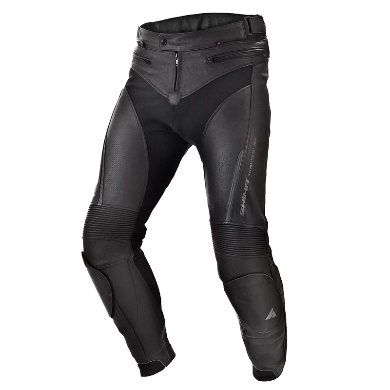SHIMA CHASE Motorbike Pants - Leather, sport pants with hips & knees protectors, perforated leather, for 2-piece suit (Black, 48)