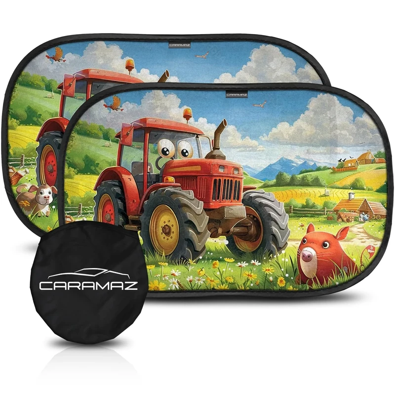 CARAMAZ Baby Car Window Shades - Tractor Design - Pack of 2