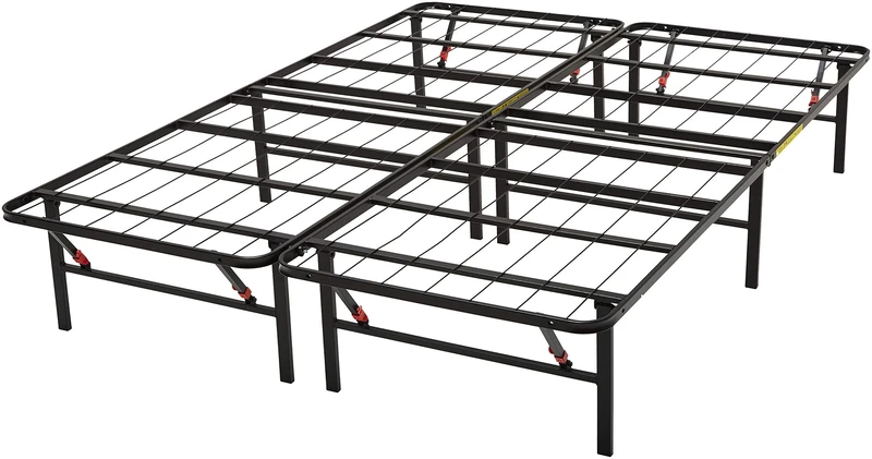 Amazon Basics Foldable Platform Bed Frame - Tool-Free Assembly - Under-Bed Storage, Black, Single bed, Queen 135 x 190