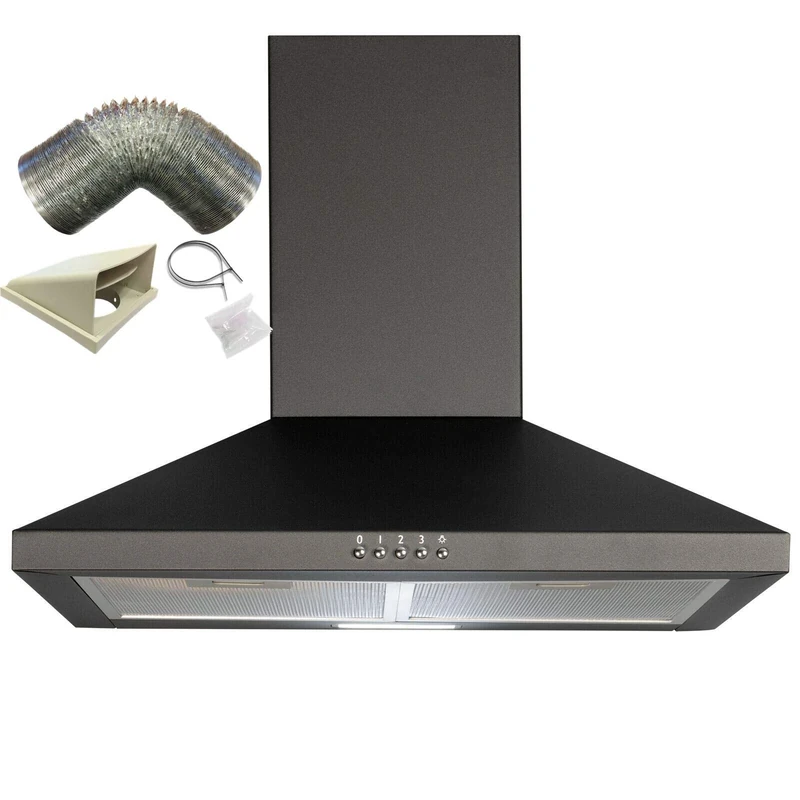 SIA CHL70BL 70cm Chimney Cooker Hood Fan - Black with 3m Ducting