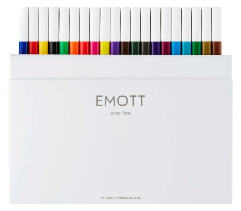 UNI-ball Emott Felt Tip Fineliners Colouring Pens. Water Resistant Non-Bleed and Fade-Proof Ink for Adult Colouring Books, Art Set, Drawing, Handwriting, School Stationery Set, 40 Coloured Pens