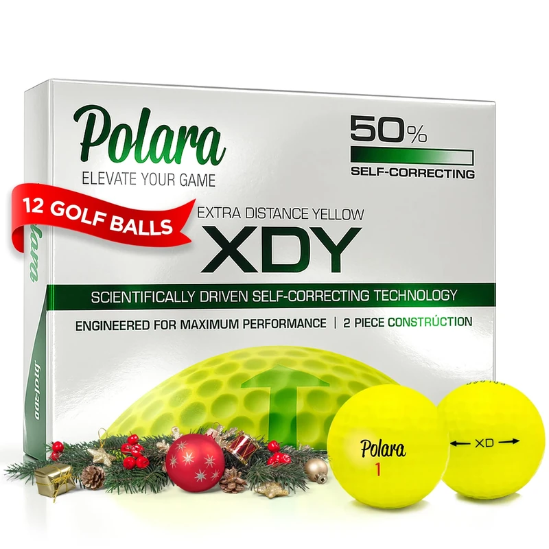 Polara Golf XD Yellow Extra Distance Balls, Reduces Hooks and Slices by Up to 50%, Pack of 12