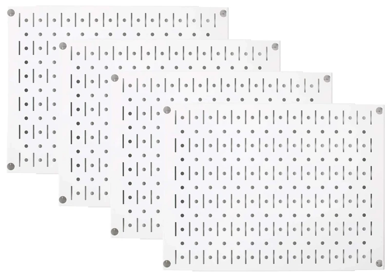Wall Control Pegboard Wall Organizer Tiles Modular Metal Pegboard Tiling Set - Four 12-Inch Tall x 16-Inch Wide White Peg Board Panel Wall Storage Tiles - Easy to Install (White)