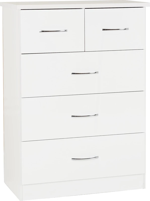Seconique Nevada 3+2 Drawer Chest in White Gloss