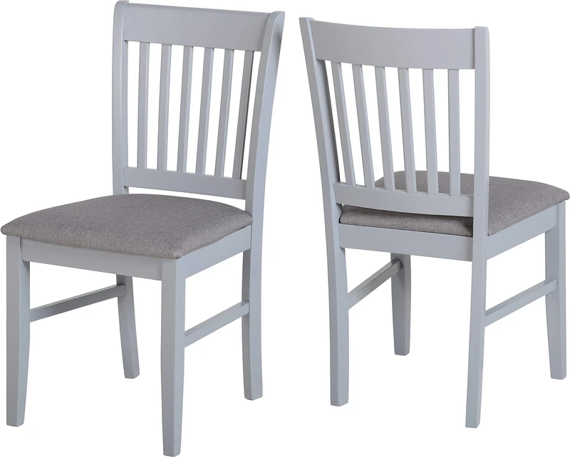 Seconique Oxford Dining Chair Set of 2 in Grey/Grey Fabric
