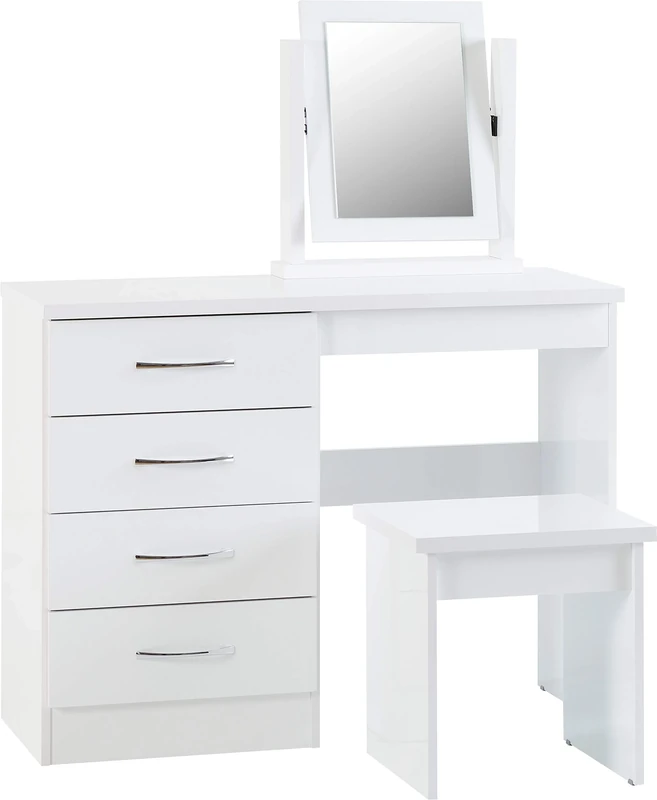 Seconique Nevada Dressing Table Set in White Gloss