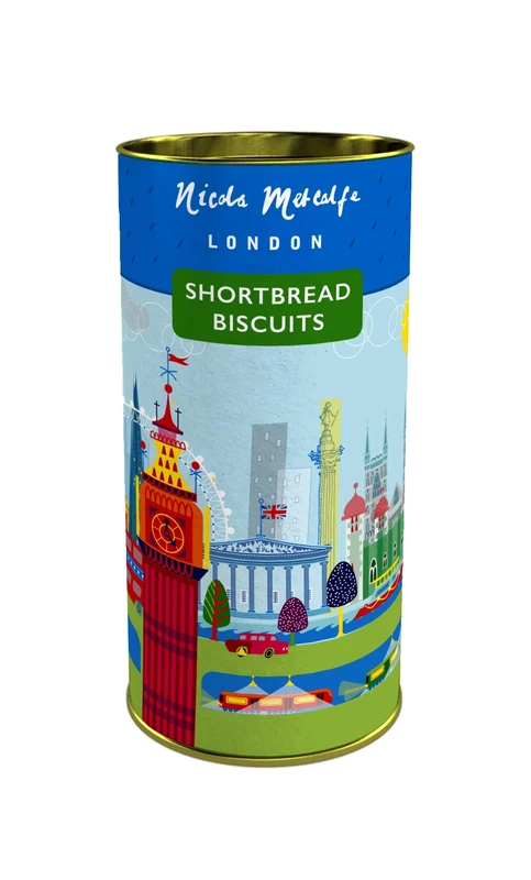 Temple Island Nicola Metcalfe Range - Clotted Cream Shortbread Drum, 200 g, Pack of 12