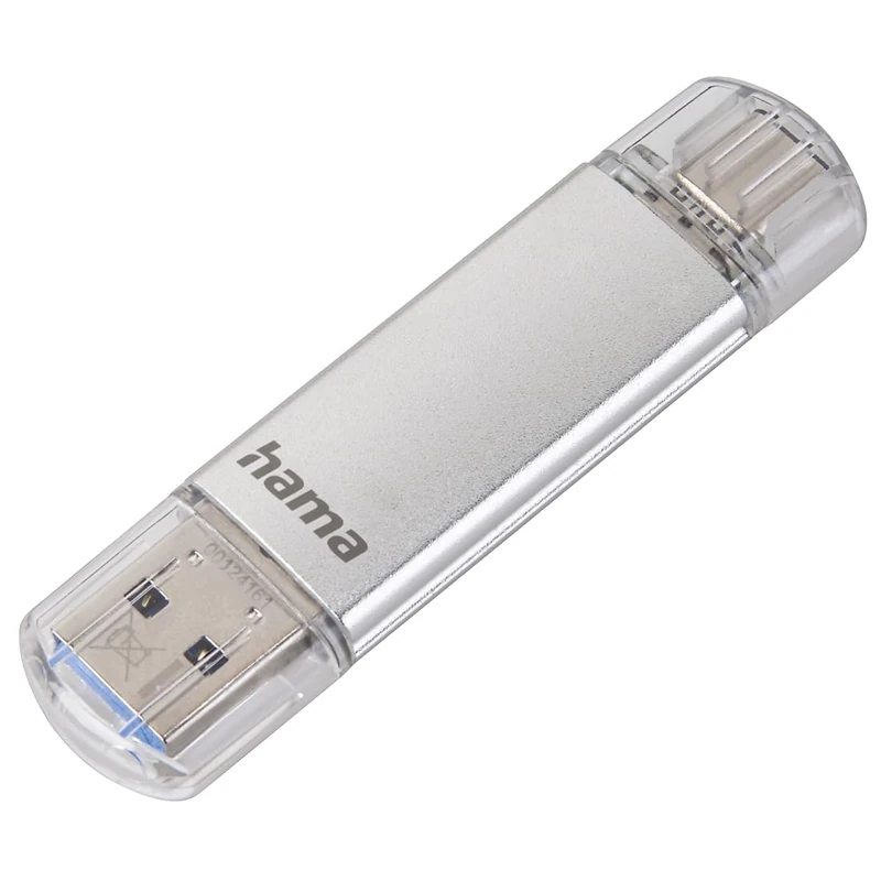 Hama 'C-Laeta' 128GB USB Flash Drive Stick with USB 3.0 & USB 3.1, USB-A & USB-C, Silver - Image 1