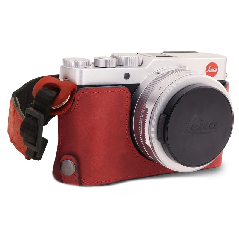 MegaGear MG1695 Ever Ready Genuine Leather Camera Half Case compatible with Leica D-Lux 7 - Red