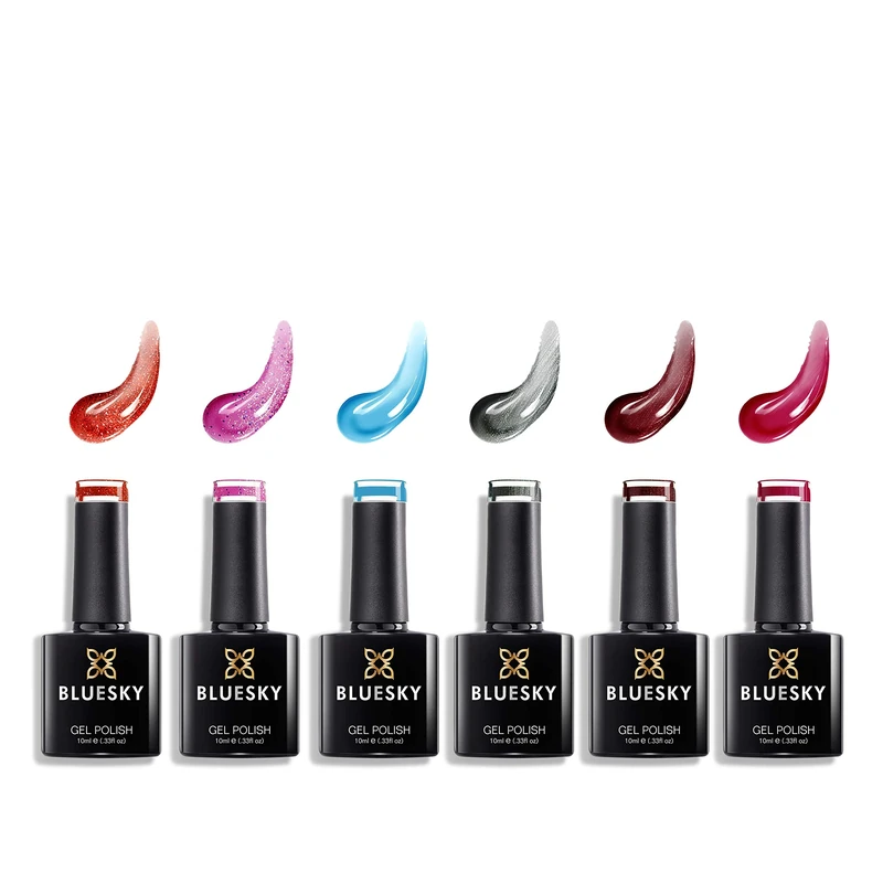 Bluesky Gel Nail Polishes, Lucky Set 8, 6 x 10ml, Pink, Blue, Red (Requires Curing Under LED/UV Nail Lamp)