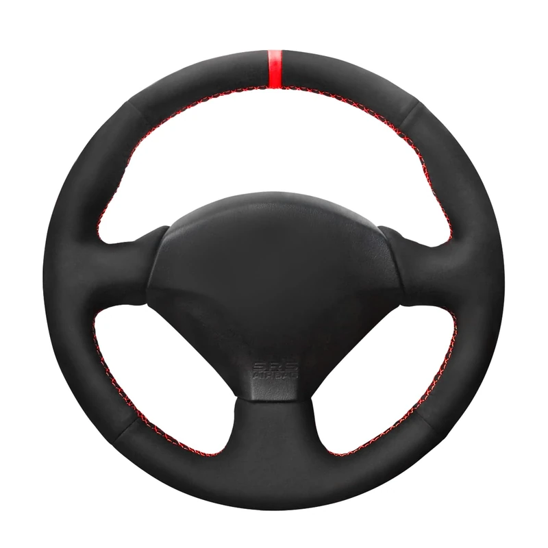 MEWANT Hand-Stitched Black Suede Car Steering Wheel Cover Wrap for Honda S2000 2000 2001 2002 2003 2004 2005 2006 2007 2008 Civic Si 2002 2003 2004 Acura RSX Type-S 2005