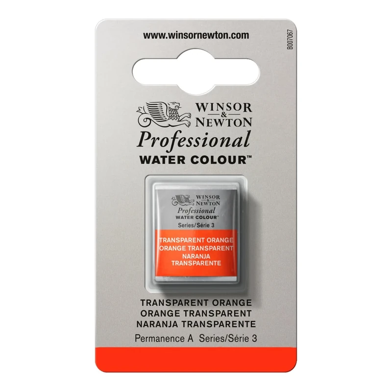 Winsor and Newton 0101650 Proffesional Water Colour, Half Pan Size, Transparent Orange, Pack of 3
