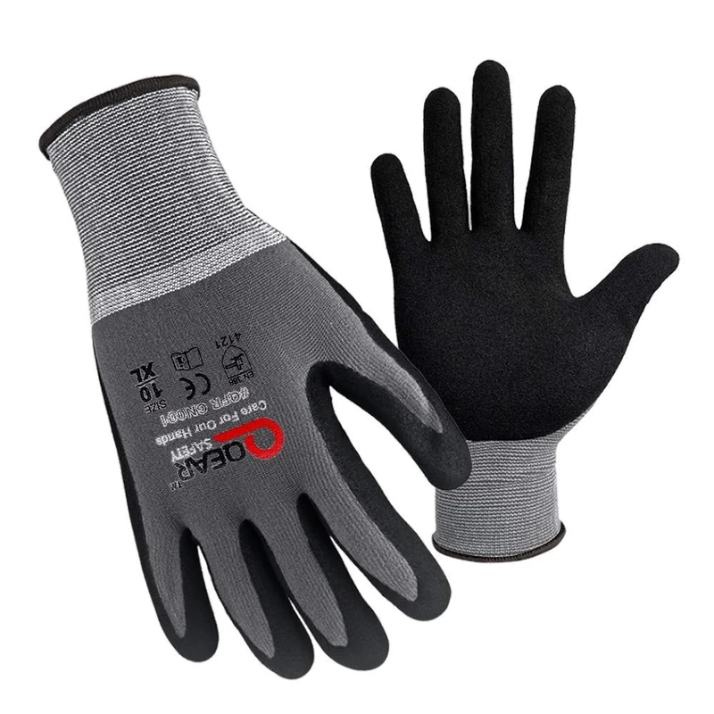 3 Pairs QEARSAFETY General Purpose Microfoam Breathable Nitrile Rubber Palm Coated Work Gloves, Knitted Elastic Liner, Abrasion, Grip, Dexterity, For All Kinds of Jobs, 10/XL