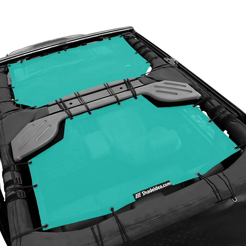 Shadeidea Sun Shade for Jeep Wrangler JK Unlimited (2007-2018) 4 Door-Tiff Blue Mesh Screen Sunshade JKU Top Cover UV Blocker with Grab Bag-One time Install 10 years Warranty
