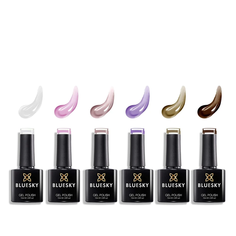 Bluesky Gel Nail Polishes, Lucky Set 11, 6 x 10ml, Pink, Purple, Brown (Requires Curing Under LED/UV Nail Lamp)
