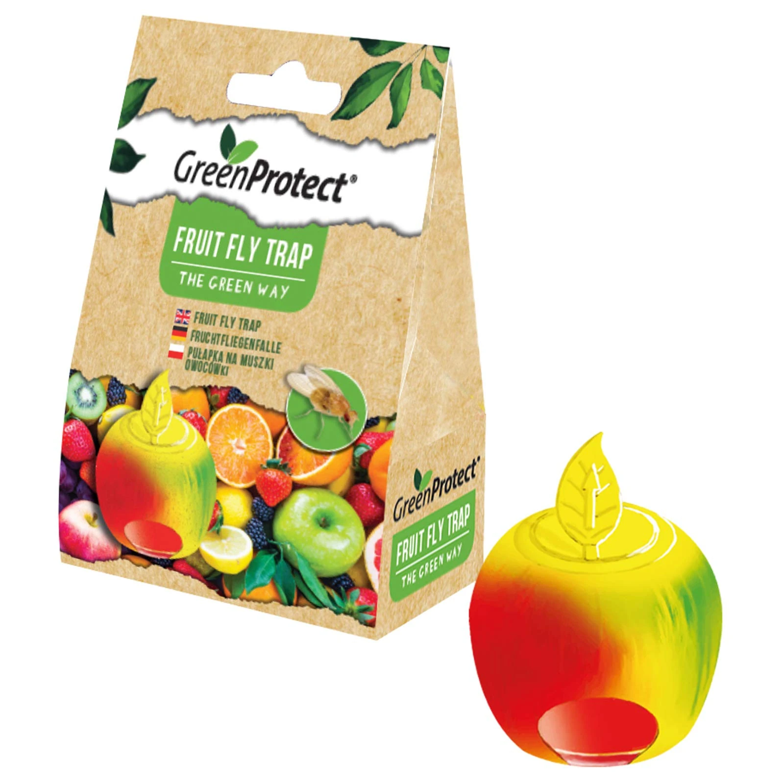 Green Protect Fruit Fly Trap - Apple Shaped - Pest Free - Eco Friendly - Insecticide Free - Discreet - Long Lasting - Last Upto 4 Weeks - Insect Treatment