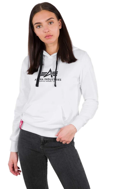 Alpha Industries New Basic Hoody Hooded Sweat for Ladies White