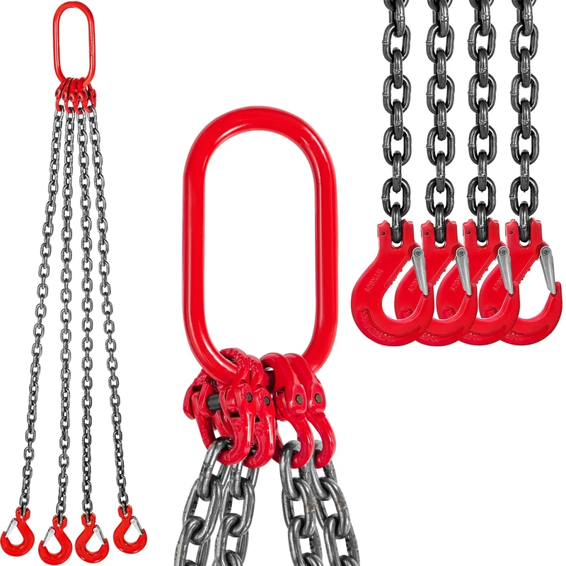 Summile 4 Legs 2Mx8MM Chain Sling 4T 5/16inch Chain Lifting Sling 8800LBS High Temperature Resistance (4T/ 6.5ft/4 Legs)