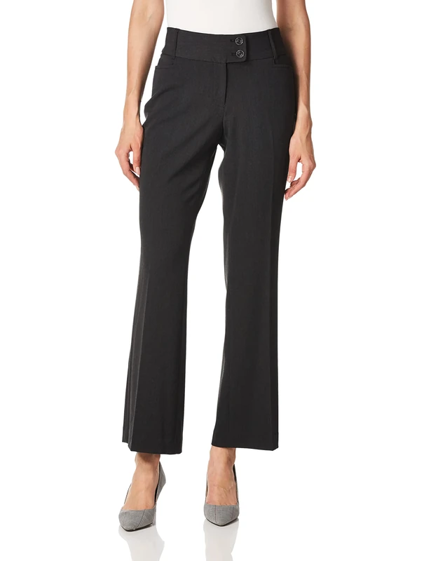 Rafaella Women's Curvy Fit Gabardine Bootcut Dress Pants (Size 4-14 Petite), Short Inseam Graphite, 12