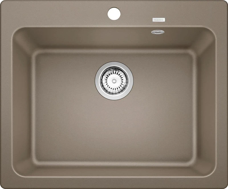 BLANCO NAYA 6 | SILGRANIT Sink in Tartufo | Installation Type: Inset Installation from Above | for 60 cm Wide Base cabinets | Spacious Bowl Volume | Easy-Care Surface | [61.5x51x21.2 cm]