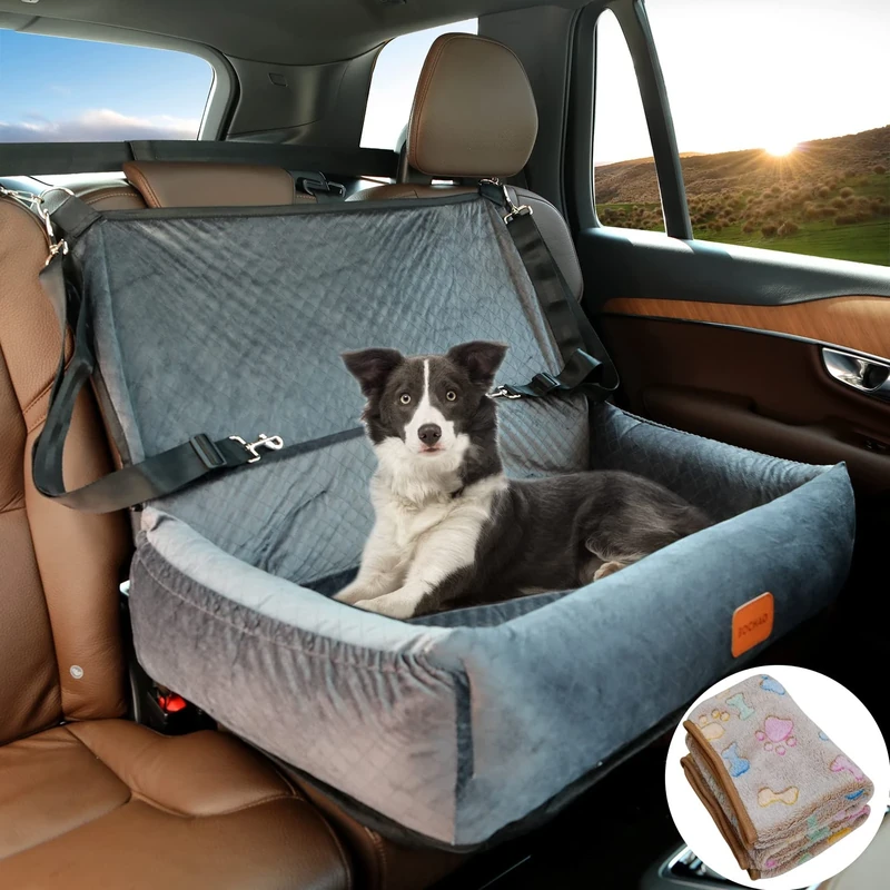 Large Dog Car Seat, Convertible Dog Bed & Sofa Cushion; Includes Blanket