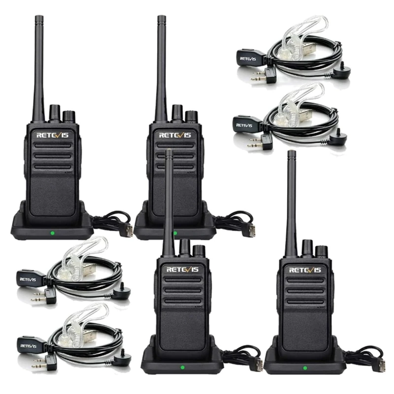 Retevis RT617 Walkie Talkies, PMR446 Walkie Talkies for Adults, License Free 16 Channels, Emergency Walkie Talkie, 2 Way Radio with Earphone for Construction Site, Factory (4 Pcs, Black)