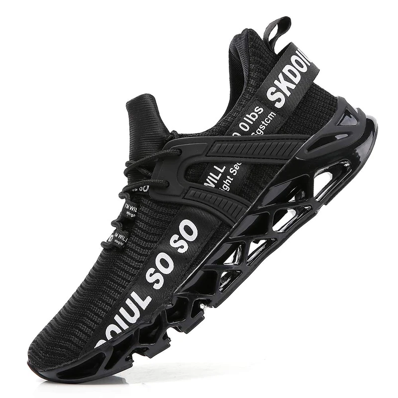 TSIODFO Men's Sneakers Sport Running Athletic Tennis Walking Shoes Black Size: 9.5 - Image 1