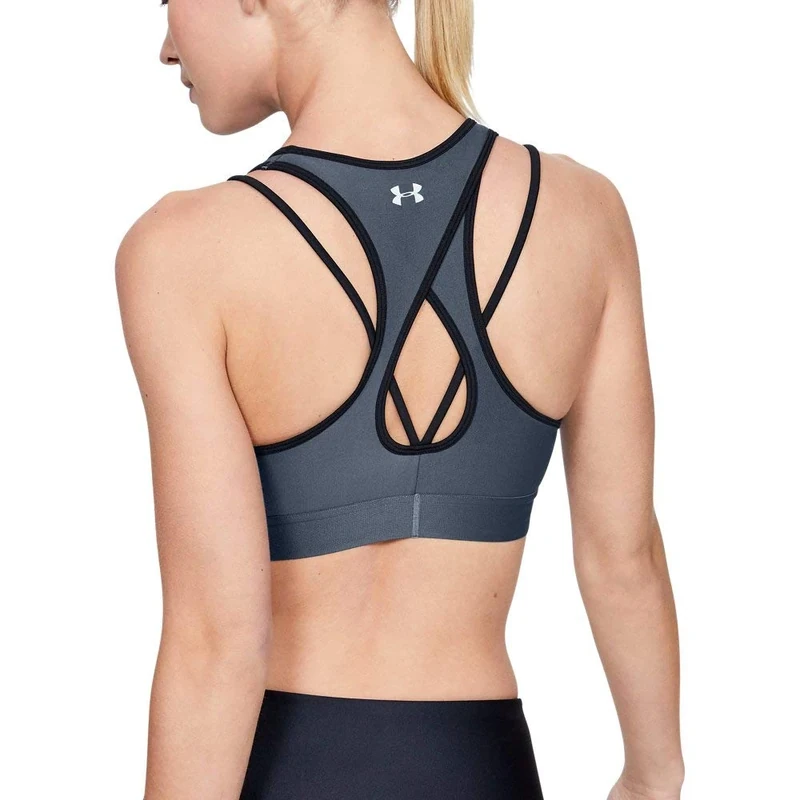 Under Armour Armour Mid Crossback Strappy Bra - Gray/Black (XS)