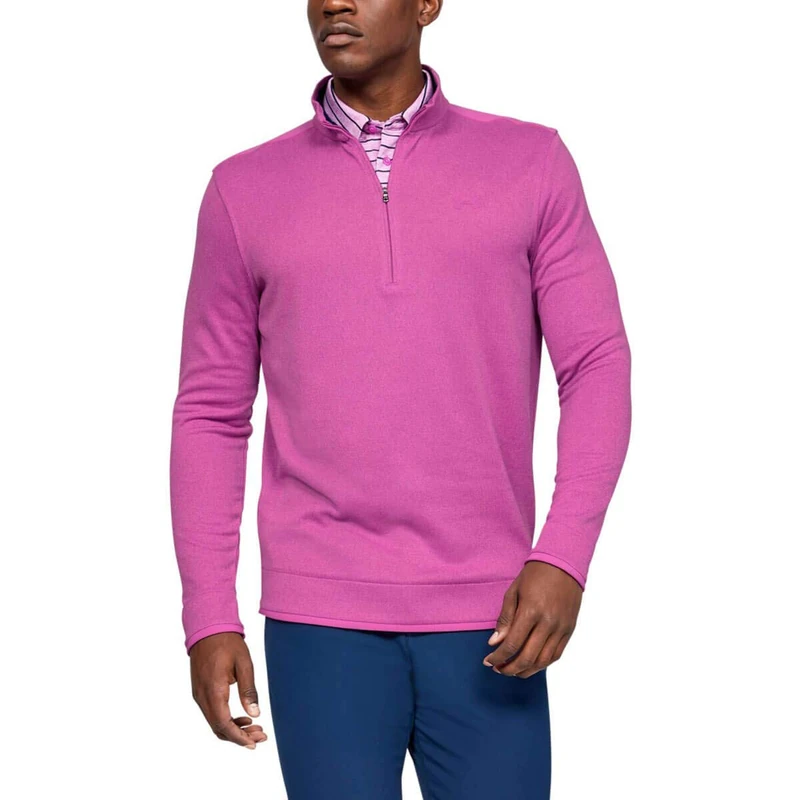 Under Armour Men SweaterFleece 1/2 Zip Warm-Up Top - Optic Purple/Academy/Optic Purple (665), X-Large - Image 1