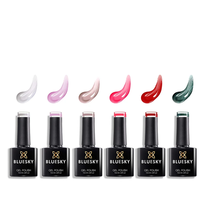 Bluesky Gel Nail Polishes, Lucky Set 16, 6 x 10ml, White, Pink, green (Requires Curing Under LED/UV Nail Lamp)